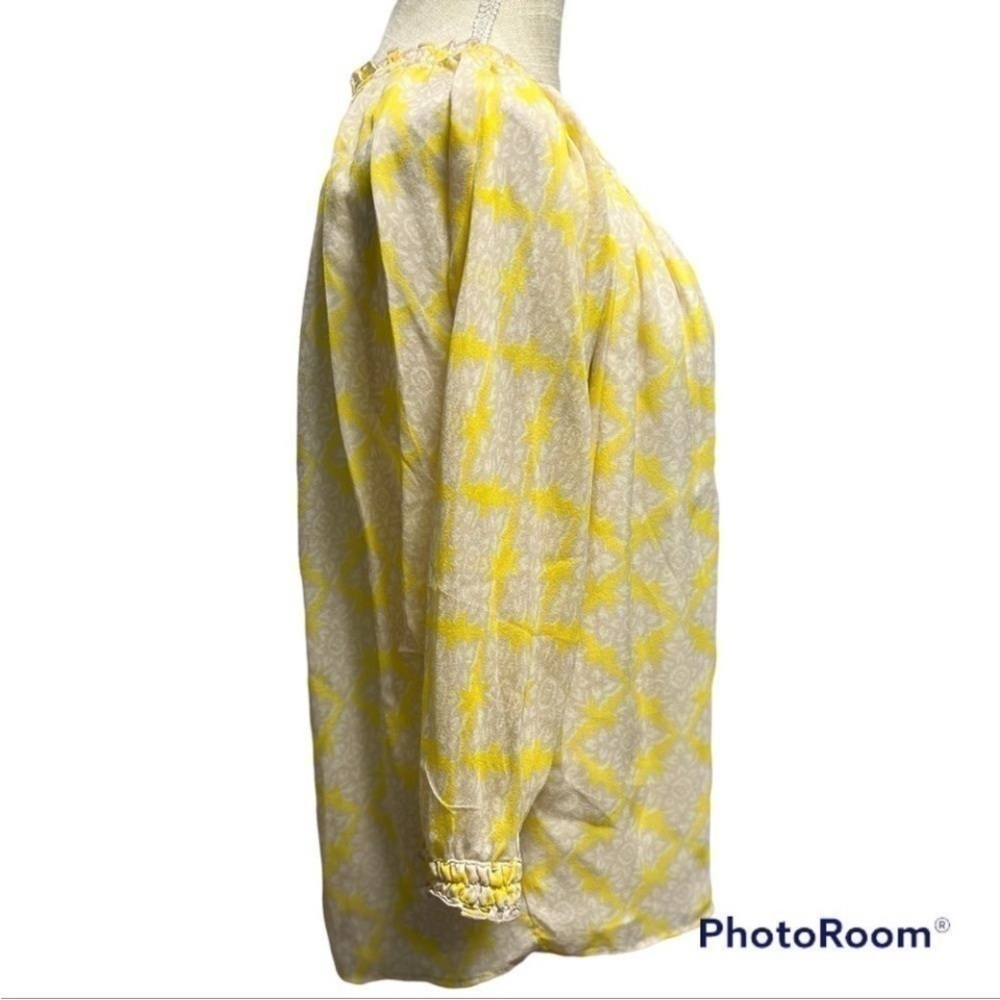 Diane Von Furstenberg Bryn Lightweight yellow Silk Sheer lined chic Blouse Top - Picture 6 of 11